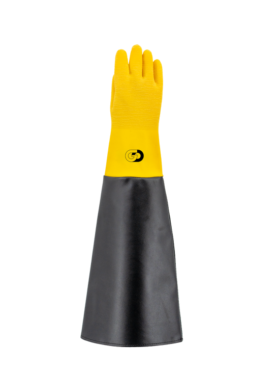 Dry Sandblasting Gloves – Ambidextrous, Cotton-Lined Yellow Black