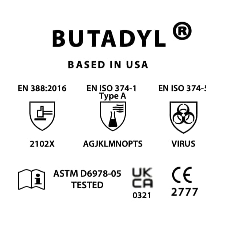 Butadyl Gloves Certifications for gloveboxes